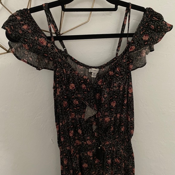 American Eagle Black and Pink Lotus Mini Dress XS - Picture 5 of 6